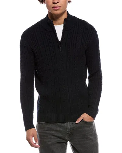 Jason Wu 1/4-zip Cable Knit Mock Neck Sweater In Blue