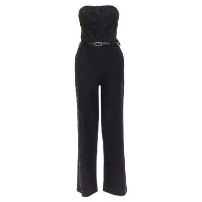 Jason Wu 2014 Runway Black Bead Embellished Boned Corset Belted Jumpsuit Us2 Xs
