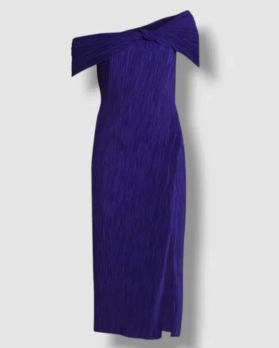 Pre-owned Jason Wu $3495  Women's Purple Pleated Off-the-shoulder Dress Size 2