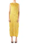 Jason Wu Abstract Fil Coupe Pleated Midi Shift Dress In Yellow