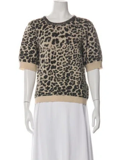 Pre-owned Jason Wu Animal Print Crew Neck Sweater In Neutrals