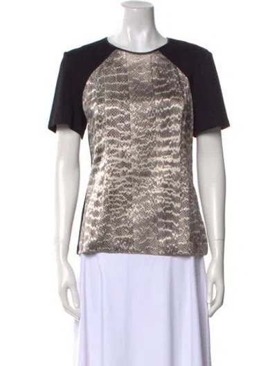 Pre-owned Jason Wu Animal Print Crew Neck T-shirt In Black