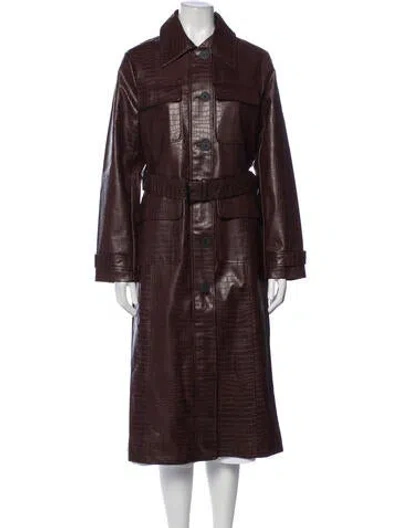 Pre-owned Jason Wu Animal Print Trench Coat In Burgundy
