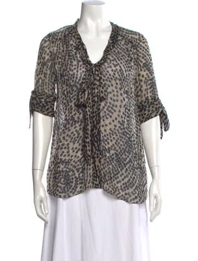 Pre-owned Jason Wu Animal Print V-neck Blouse In Neutral