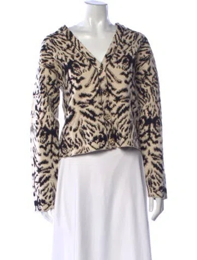Pre-owned Jason Wu Animal Print V-neck Sweater In Multicolor