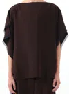 Jason Wu Asymmetrical Crepe Boatneck Top With Organza Trim In Black