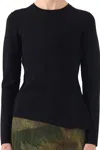 Jason Wu Asymmetrical Seamed Crew Neck Sweater In Black