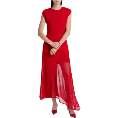 Jason Wu Asymmetrical Seamed Maxi Dress In Red