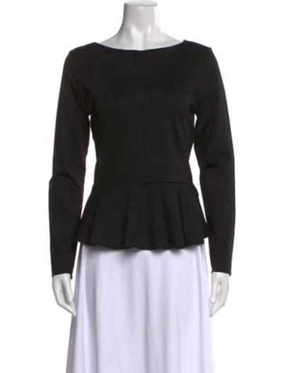 Pre-owned Jason Wu Bateau Neckline Long Sleeve Top W/ Tags In Black
