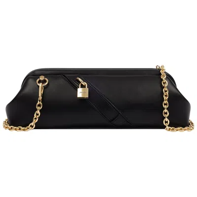 Jason Wu Bloomwood Clutch With Lock Detail & Chain Strap In Black