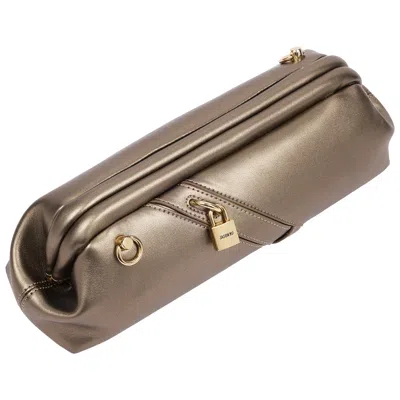 Jason Wu Bloomwood Clutch With Lock Detail & Chain Strap In Brown