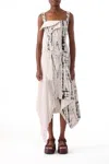 Jason Wu Brushstroke Fray Jacquard Asymetrical Dress With Pleated Skirt In Multi