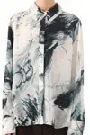 Jason Wu Brushstroke Printed Georgette Button Down Shirt In Multi