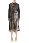 Jason Wu Brushstroke Printed Oversized Shirtdress With Belt In Gray