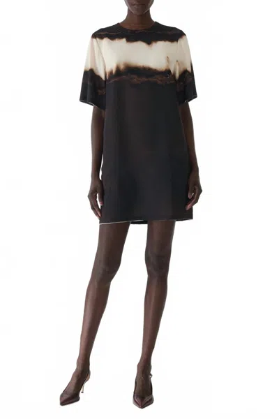 Jason Wu Burned Stripe Shift Dress In Calico/brown Burnt In Multi