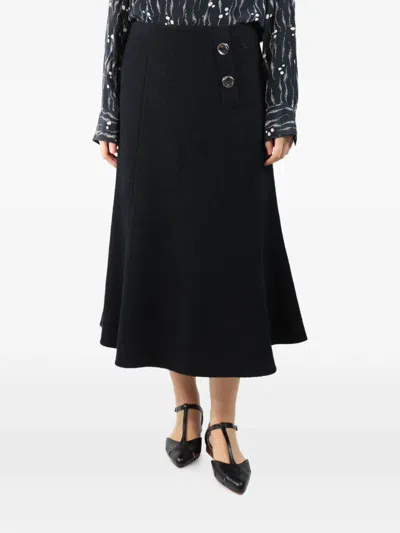Pre-owned Jason Wu Button-detail Tweed Maxi Skirt In Black