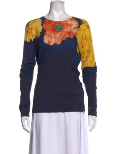 Pre-owned Jason Wu Cashmere Floral Print Sweater In Blue
