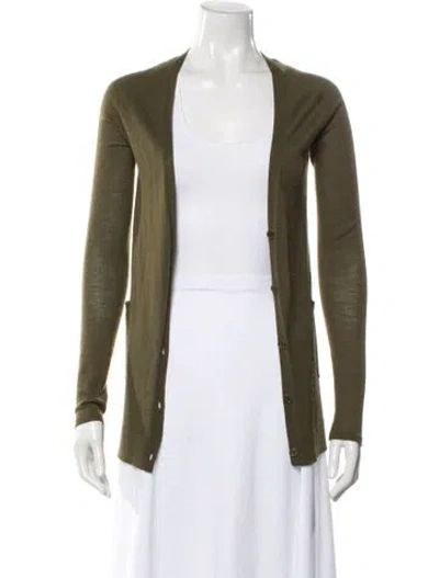 Pre-owned Jason Wu Cashmere Open Front Sweater In Green