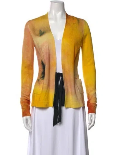 Pre-owned Jason Wu Cashmere Tie-dye Print Sweater In Yellow