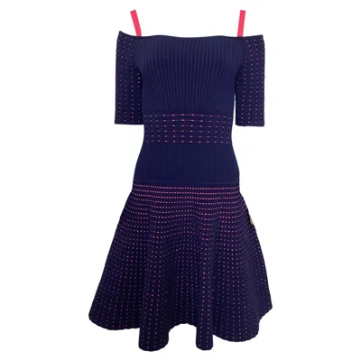 Jason Wu Cold Shoulder Knee Length Dress In Navy Blue Viscose
