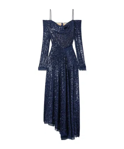 Jason Wu Cold-shoulder Sequined Chiffon Maxi Dress In Blue