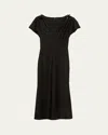 Jason Wu Collection A-line Midi Dress With Beaded Shoulder Details In Black