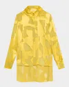 Jason Wu Collection Abstract Fil Coupe Button Down Shirt In Kiwi