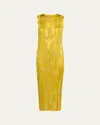 Jason Wu Collection Abstract Fil Coupe Pleated Midi Shift Dress In Kiwi