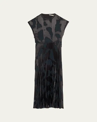 Jason Wu Collection Abstract Fil Couple Fit-flare Midi Dress In Ink