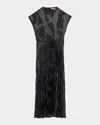 Jason Wu Collection Abstract Fil Couple Fit-flare Midi Dress In Ink
