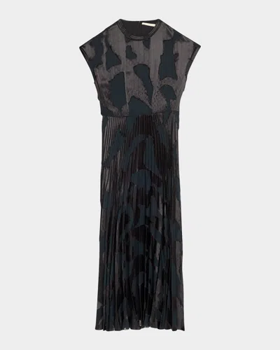 JASON WU COLLECTION ABSTRACT FIL COUPLE FIT-FLARE MIDI DRESS