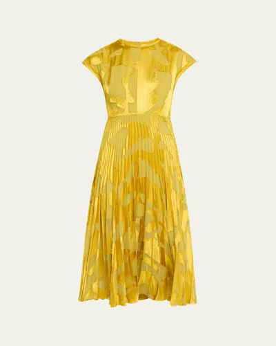 Jason Wu Collection Abstract Fil Couple Fit-flare Midi Dress In Kiwi