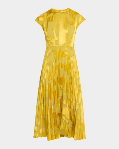 JASON WU COLLECTION ABSTRACT FIL COUPLE FIT-FLARE MIDI DRESS