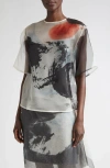Jason Wu Collection Silk Organza Oversized T-shirt With Artwork By Tong In Calico Multi