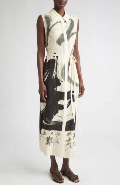 JASON WU COLLECTION JASON WU COLLECTION ABSTRACT PRINT PLEATED GEORGETTE SHIRTDRESS