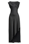 Jason Wu Collection Asymmetric Crepe Back Satin Gown In Black