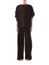 Jason Wu Collection Asymmetrical Crepe Boatneck Top With Organza Trim In Brown