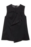 Jason Wu Collection Asymmetrical Draped Slub Suiting Top In Black