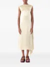 Jason Wu Collection Stripe Sleeveless Crinkled Satin Shift Dress In Neutrals