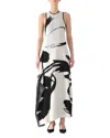 Jason Wu Collection Abstract Looped Fringe Jacquard Asymmetric Dress In Calico/black