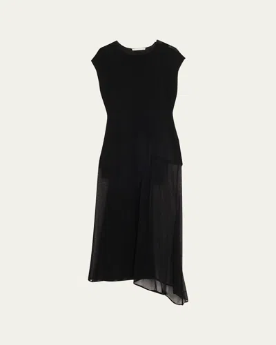 JASON WU COLLECTION ASYMMETRIC MESH KNIT MIDI DRESS
