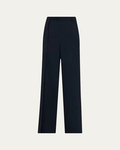 Jason Wu Collection Asymmetric Pleat Straight-leg Cady Trousers In Blue