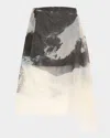 Jason Wu Collection Sheer Asymmetric Handkerchief Hem Silk Organza Midi Skirt In Calicoblack