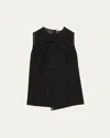 Jason Wu Collection Asymmetrical Draped Slub Suiting Top In Black