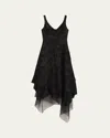 Jason Wu Collection Asymmetrical Fray Jacquard Midi Dress With Bustier In Black