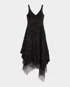 Jason Wu Collection Asymmetrical Fray Jacquard Midi Dress With Bustier In Black