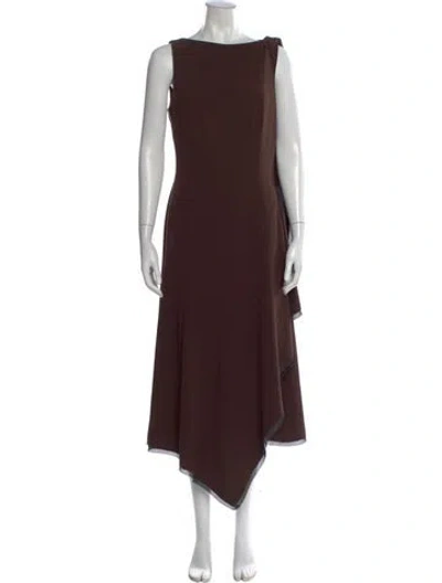 Pre-owned Jason Wu Collection Bateau Neckline Midi Length Dress In Brown
