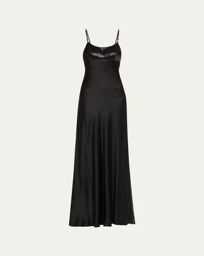 Jason Wu Collection Bead & Sequin Washed Twill Slip Gown In Black