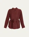 Jason Wu Collection Belted Crinkled Jacket In Burgundy