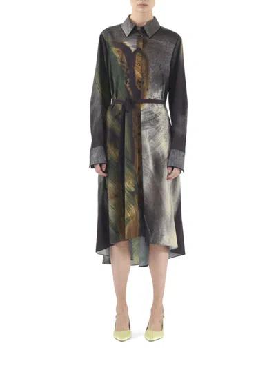 Jason Wu Collection Belted Shirt Dress In Gray